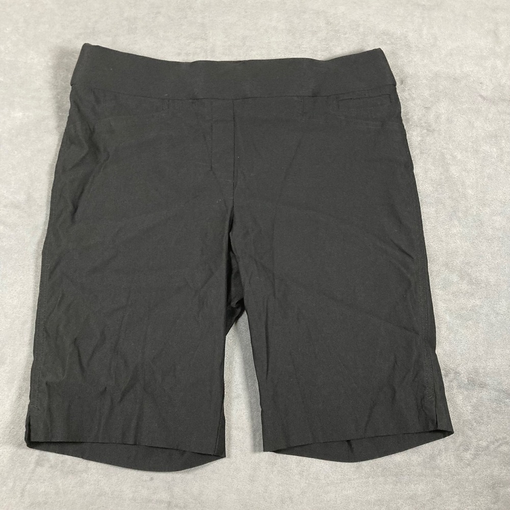 Ellen Tracy Womens Black Pull On Bermuda Shorts Size Medium Stretchy Solid